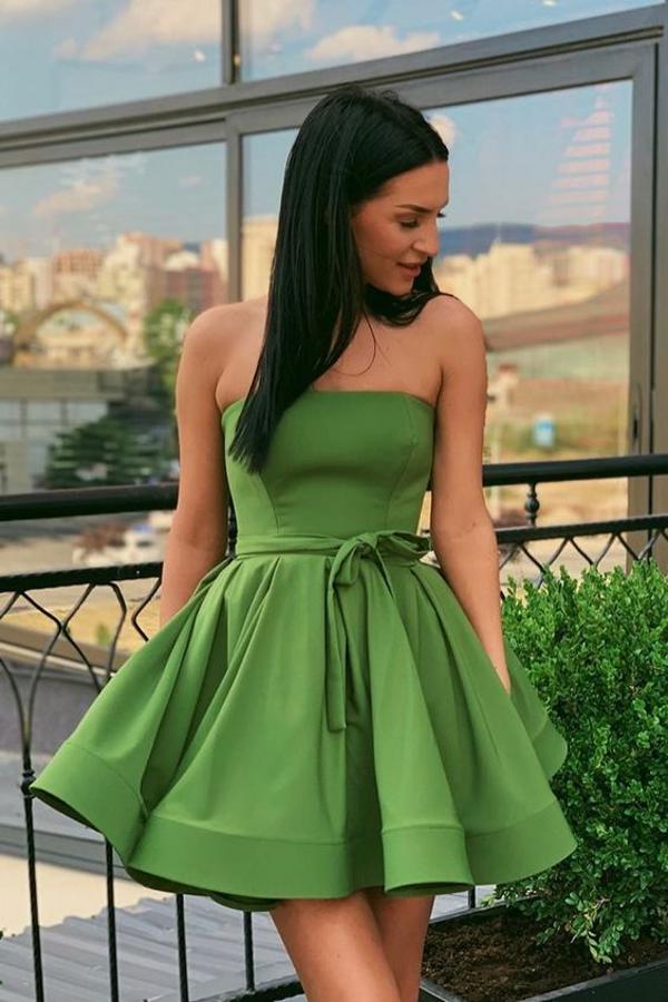 Elegante Cocktailkleider Kurz | Abendkleid Abiballkleider Grün-babyonlinedressde