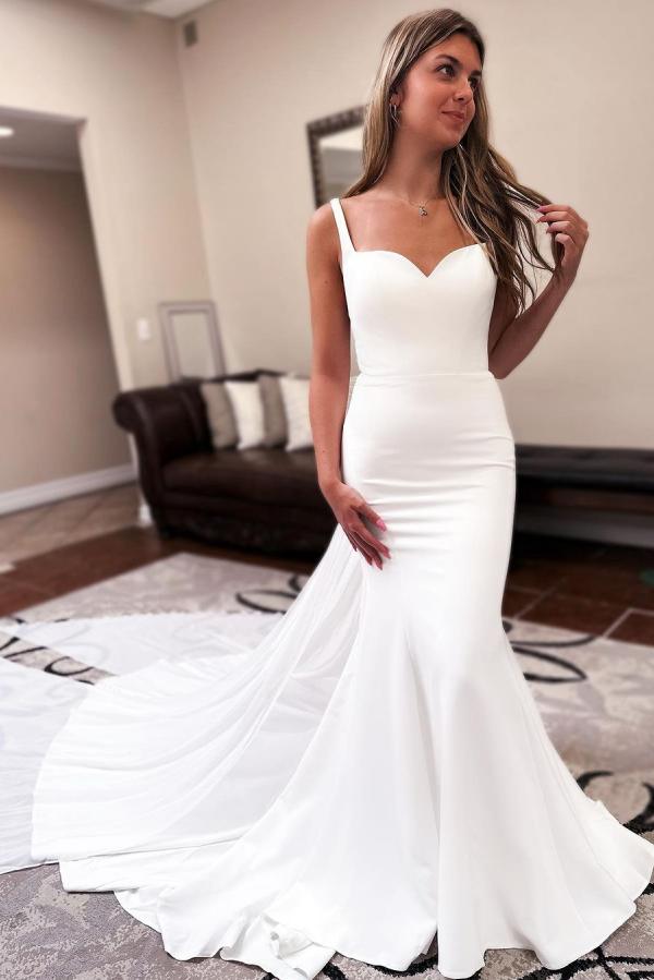Elegante Brautkleider Satin | Hochzeitskleider Meerjungfrau Günstig-babyonlinedressde