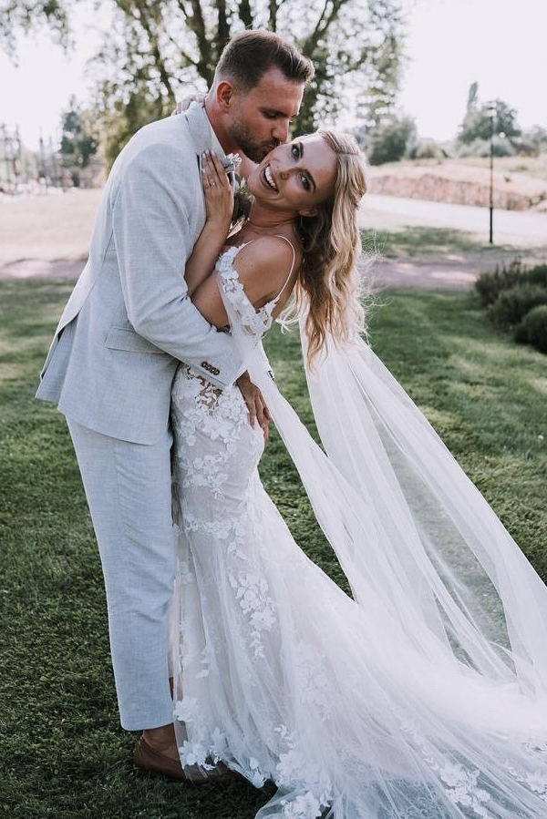 Designer Hochzeitskleider Boho Spitze Meerjungfrau Stil Brautkleider