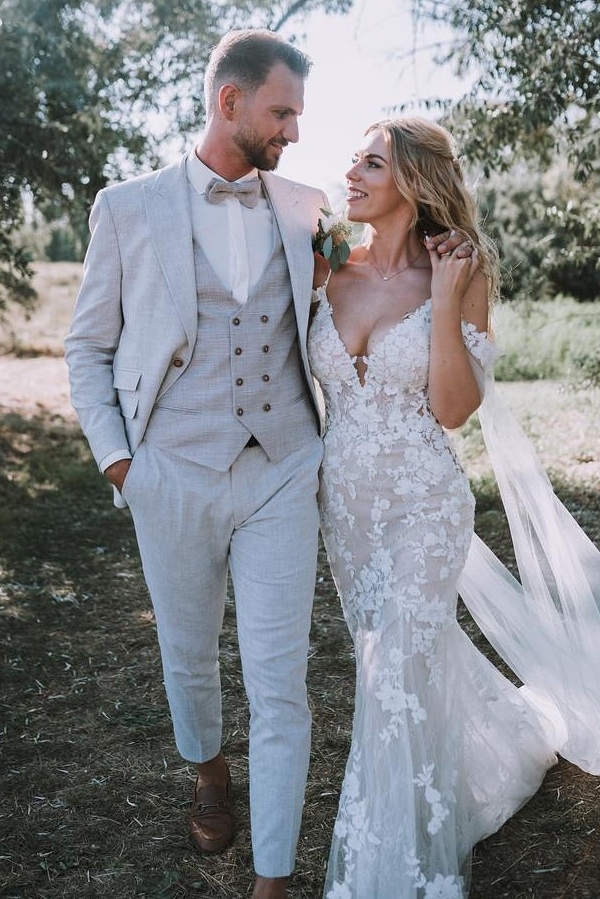 Designer Hochzeitskleider Boho Spitze Meerjungfrau Stil Brautkleider