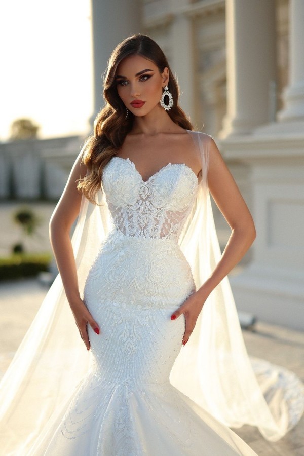 Elegante Brautkleider Meerjungfrau Stil | Hochzeitskleider mit Spitze