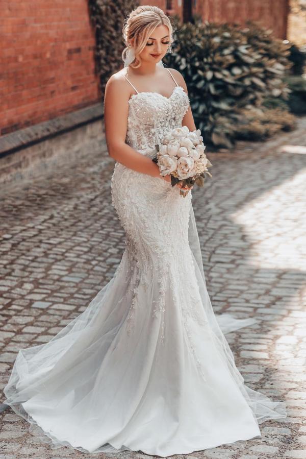 Elegante Hochzeitskleider Meerjungfrau | Luxus Brautkleider mit Spitze-babyonlinedressde