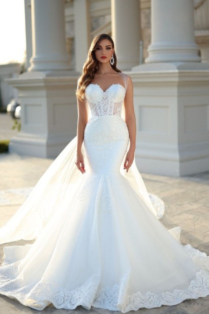 Elegante Brautkleider Meerjungfrau Stil | Hochzeitskleider mit Spitze