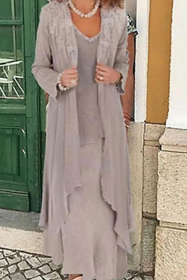 Grau Brautmutterkleider Mit Jacket | Lange Kleider Für Brautmutter