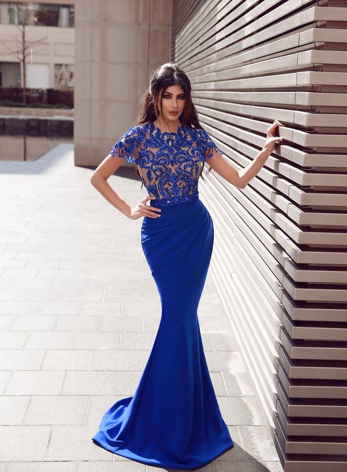 Elegante Abendkleider Mit Ärmel | Royal Blau Abiballkleider Mit Spitze-babyonlinedressde