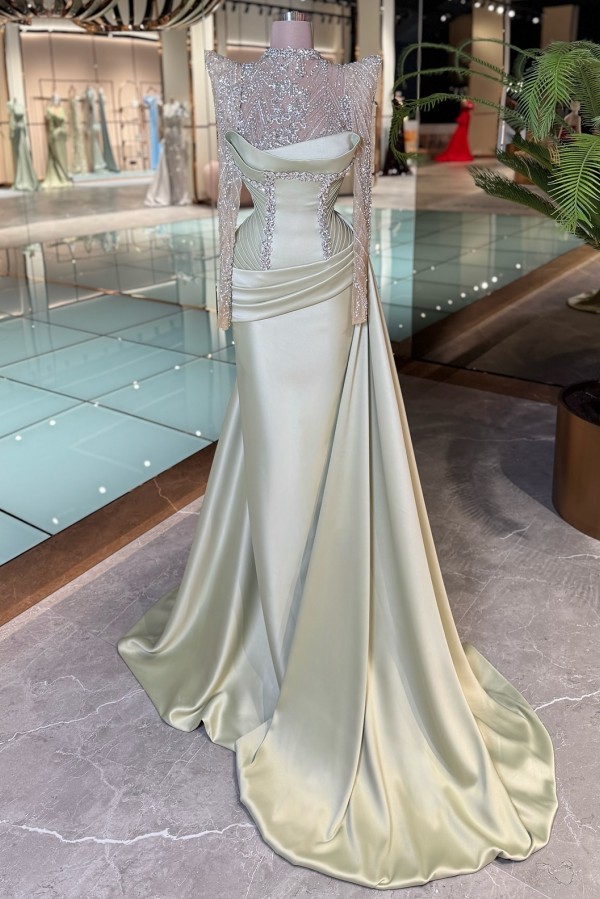 2026 Elegante Abendkleider Lang Ballkleider Glitzer mit Ärmel