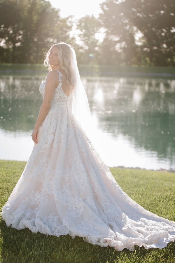 Boho Spitze Hochzeitskledier A Linie Brautkleider Brautmoden Günstig-babyonlinedressde