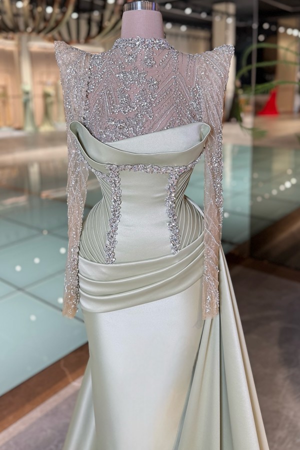 2026 Elegante Abendkleider Lang Ballkleider Glitzer mit Ärmel