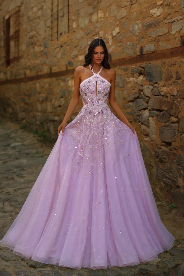Vintage Abendkleider Lang Blau Prinzessin Ballkleider mit Glitzer