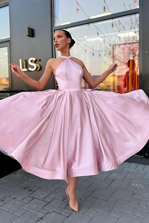 Rosa Abendkleider Kurz Schlichte Cocktailkleider Partykleider Günstig-babyonlinedressde