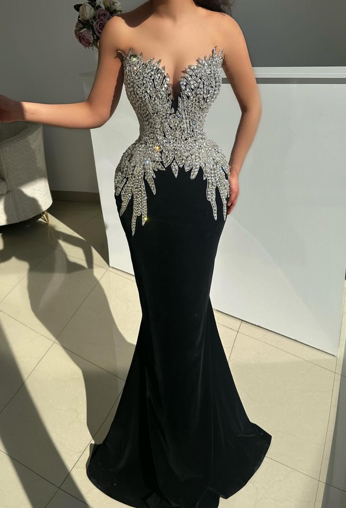 Gothic Abendkleider Lang Schwarz Ballkleider Abiballkleider Glitzer