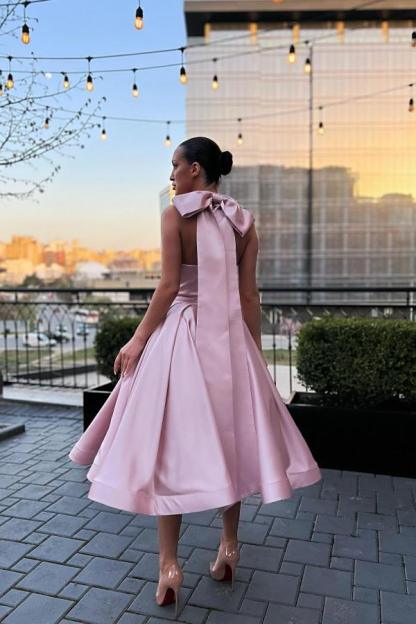 Rosa Abendkleider Kurz Schlichte Cocktailkleider Partykleider Günstig-babyonlinedressde