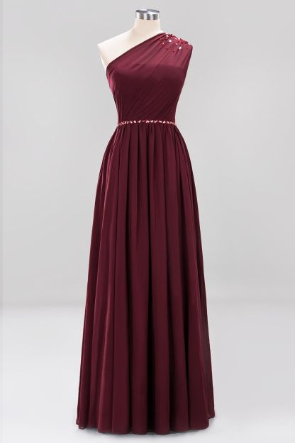 Burgundy Brautjungfernkleider Lang | Günstiges Brautjungfernkleid