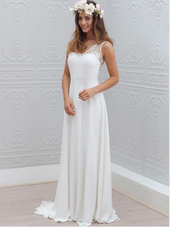 Shlichte Brautkleider A Linie | Chiffon Hochzeitskleider Mit Spitze-babyonlinedressde