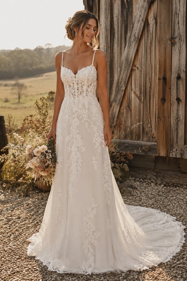 Modest Brautkleider A Linie Spitze Hochzeitskleider Online Kaufen