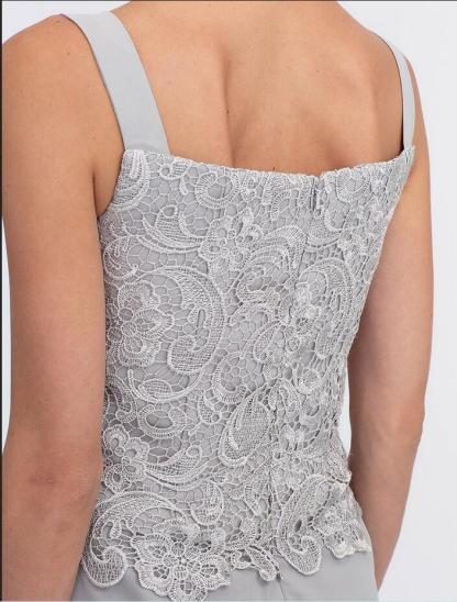 Elegante Brautmutterkleider Lang Günstig | 2 Teilig Brautmutterkleid mit Bolero