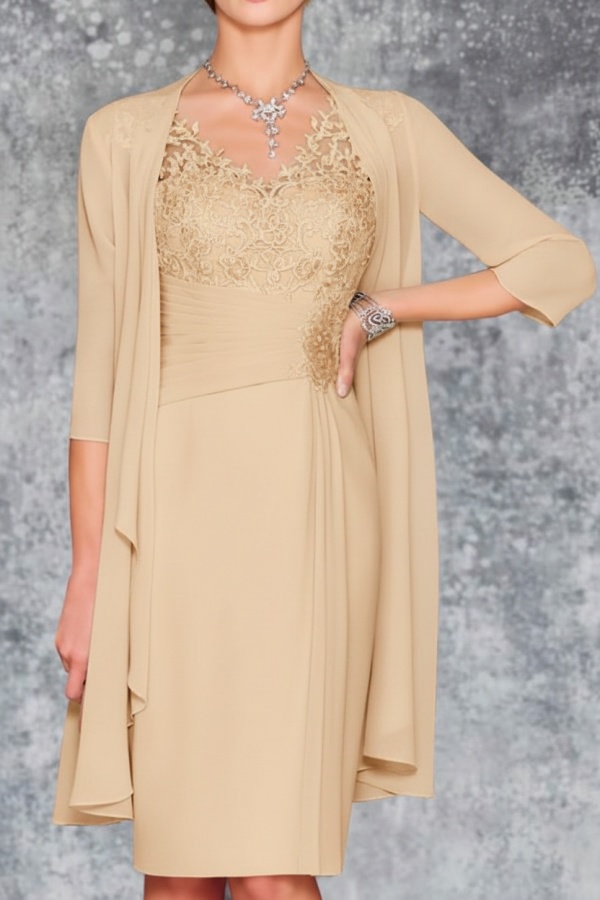 Mint Brautmutterkleid Kurz Chiffon | Kurze Brautmutterkleider mit Jacke