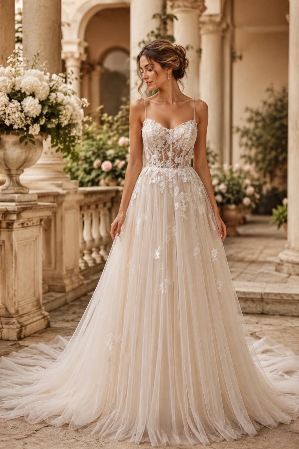 Schlichte Brautkleider A Linie Mit Spitze Boho Hochzeitskleider