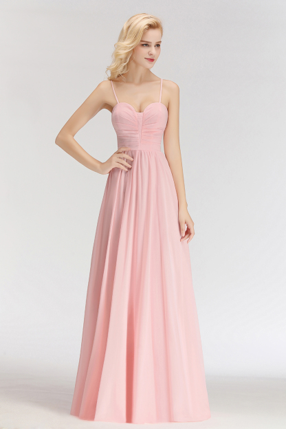 Sexy Brautjungfernkleider Chiffon Lang Rosa Etuikleider Für Hochzeit