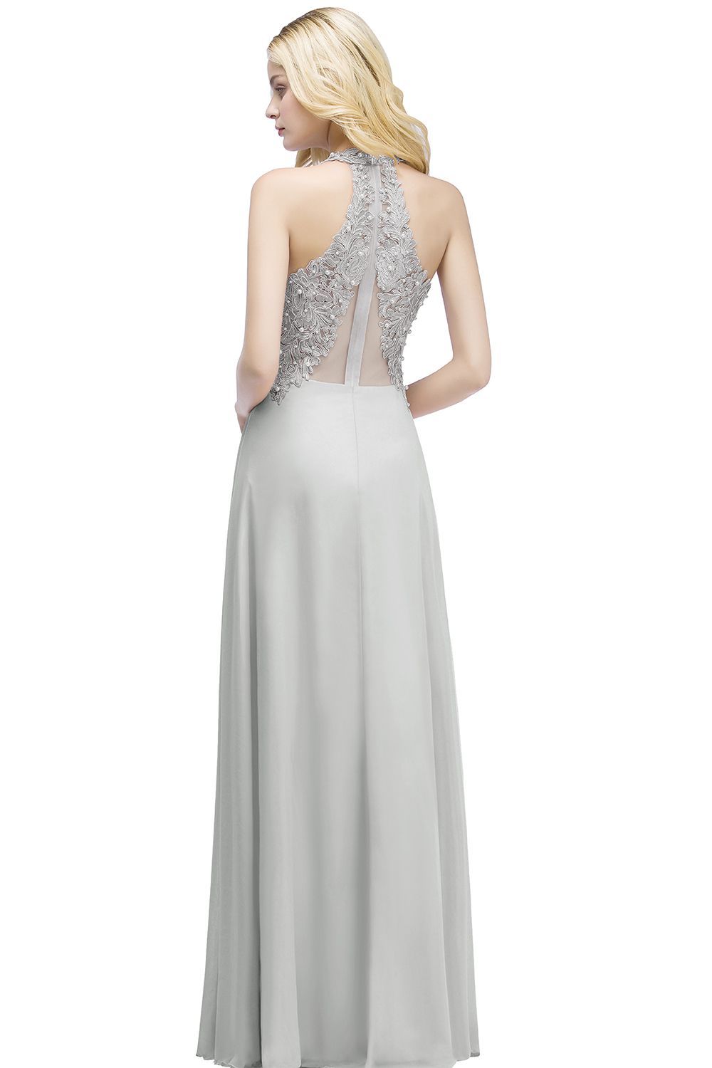 Rosa Abendkleider Lang Schlicht Chiffon Abendmoden Günstig Online-babyonlinedressde