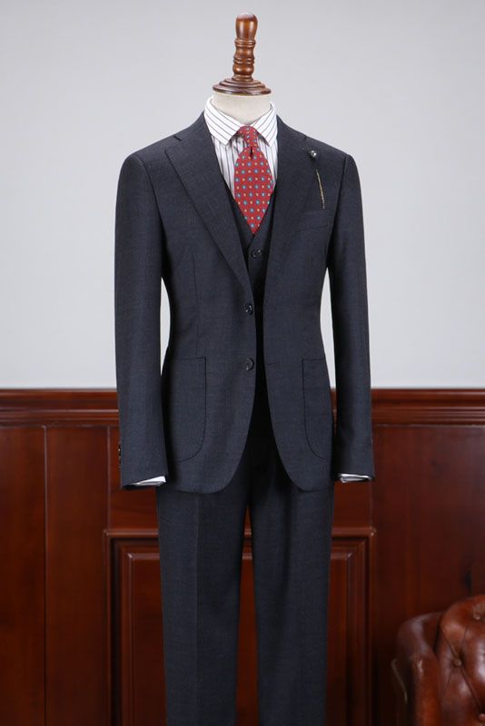 Amos Regular 3 Pieces Notched Lapel Slim Fit Tailored Business Suit For Men-babyonlinedressde