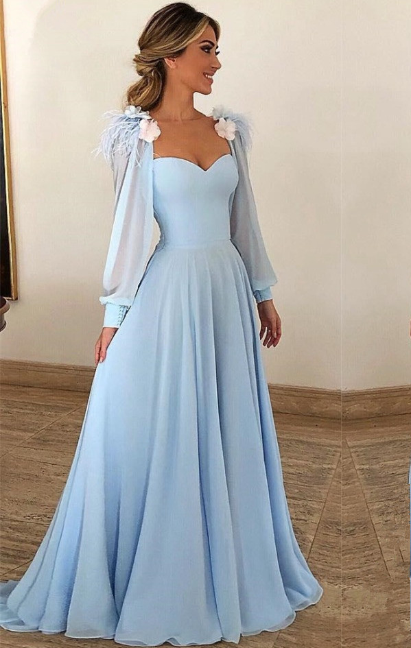 Elegante Abendkleider Lang Günstig | Abiballkleider Blau Online-babyonlinedressde
