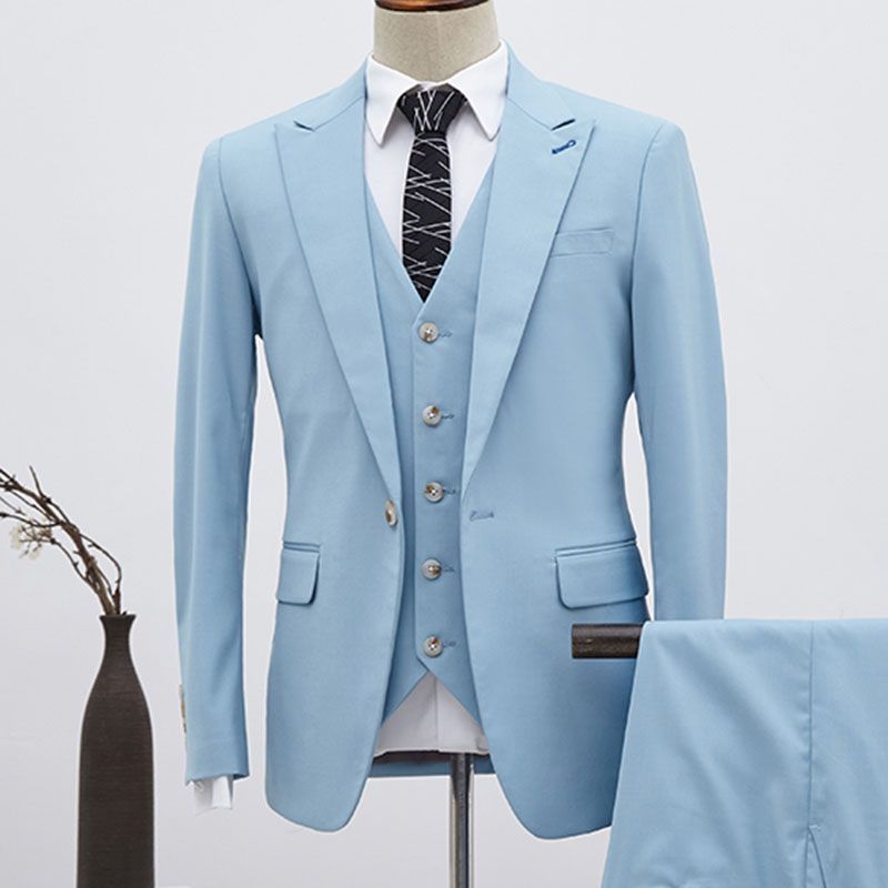 Boyce Hot Sky Blue 3 Pieces Single Breasted Slim Fit Custom Business Suit-babyonlinedressde