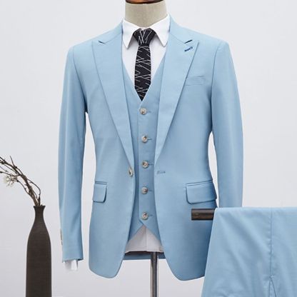 Boyce Hot Sky Blue 3 Pieces Single Breasted Slim Fit Custom Business Suit-babyonlinedressde