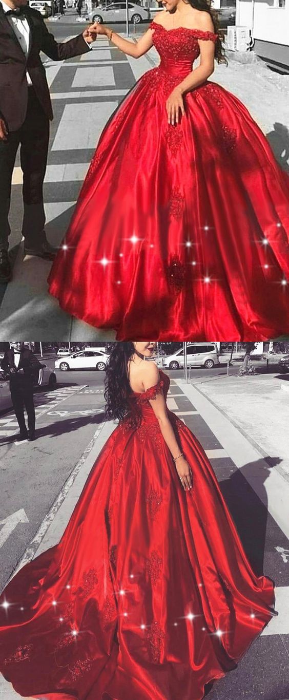 Rote Abendkleider Lang Mit Spitze Prinzessin Satin Abiballkleider Abendmoden Bodenlang