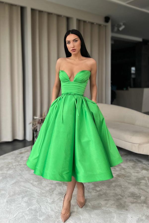 Schlichte Cocktailkleider Partykleider Grün Abiballkleider Kurz Günstig-babyonlinedressde