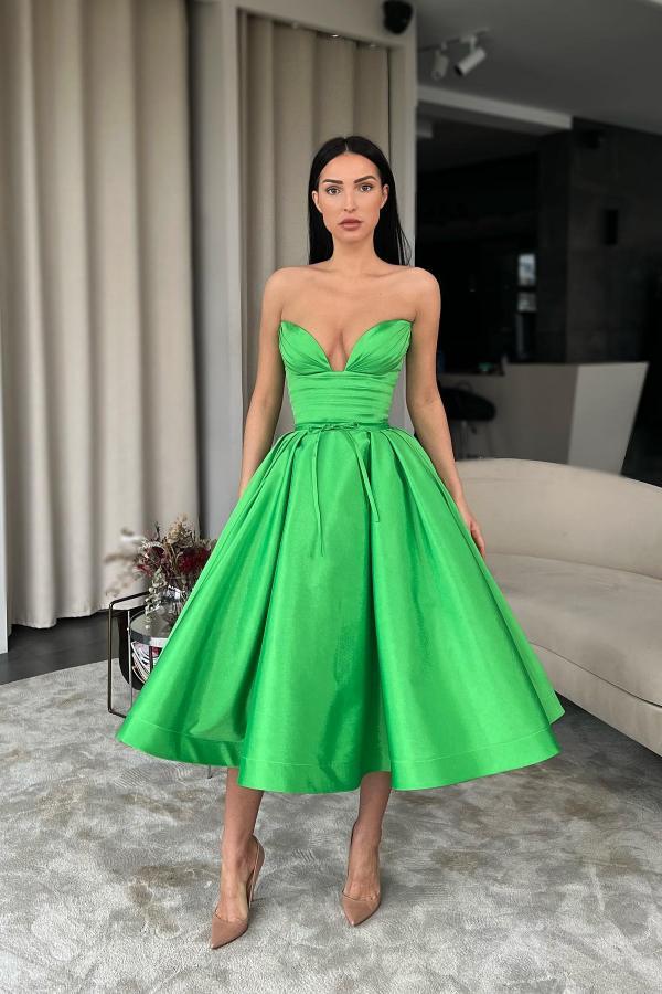 Schlichte Cocktailkleider Partykleider Grün Abiballkleider Kurz Günstig-babyonlinedressde