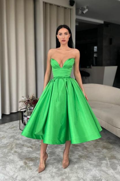 Schlichte Cocktailkleider Partykleider Grün Abiballkleider Kurz Günstig-babyonlinedressde