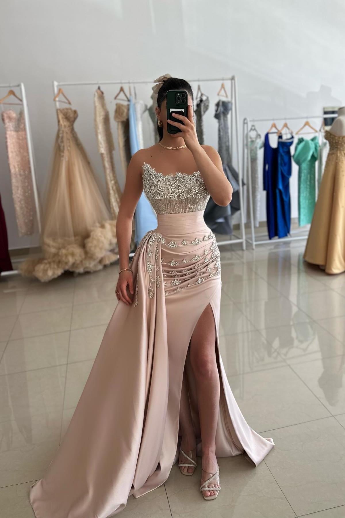 Designer Rosa Abendkleider mit Glitzer Ballkleider Lang Günstig-babyonlinedressde