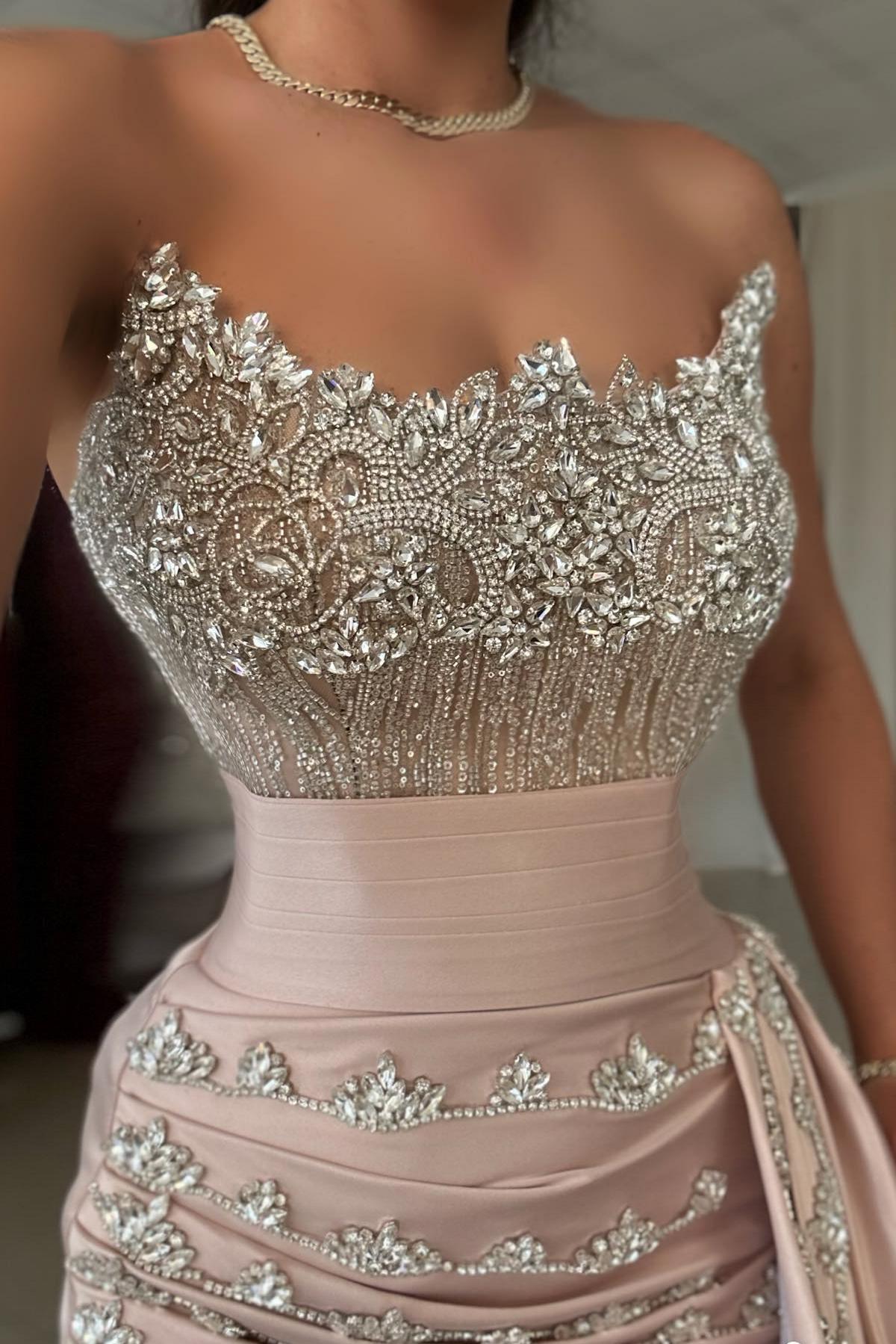 Designer Rosa Abendkleider mit Glitzer Ballkleider Lang Günstig-babyonlinedressde