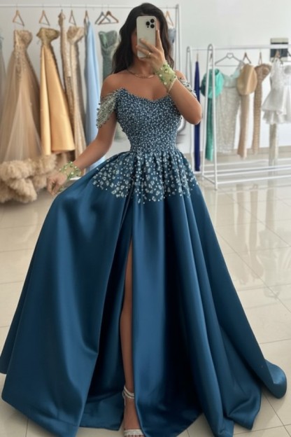 Günstige Abendkleider Lang Grün Ballkleider Abiballkleider mit Glitzer