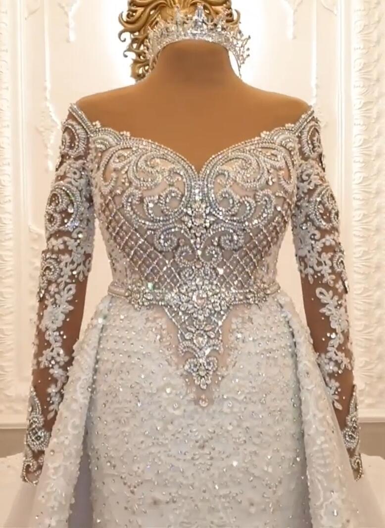 Designer Brautkleider A Linie | Spitze Hochzeitskleider mit Ärmel