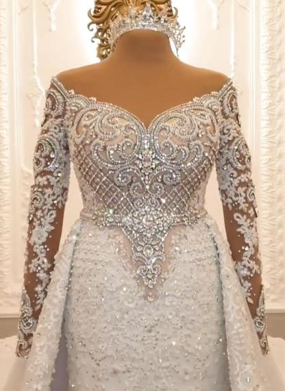 Designer Brautkleider A Linie | Spitze Hochzeitskleider mit Ärmel