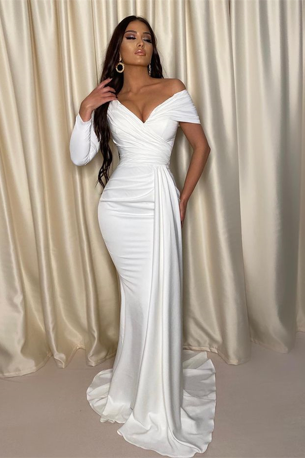 Designer Abendkleid Lang Weiß | Schlichte Abiballkleider Günstig
