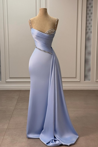 Blaue Abendkleider Lang Günsitg Abiballkleider mit Glitzer-babyonlinedressde