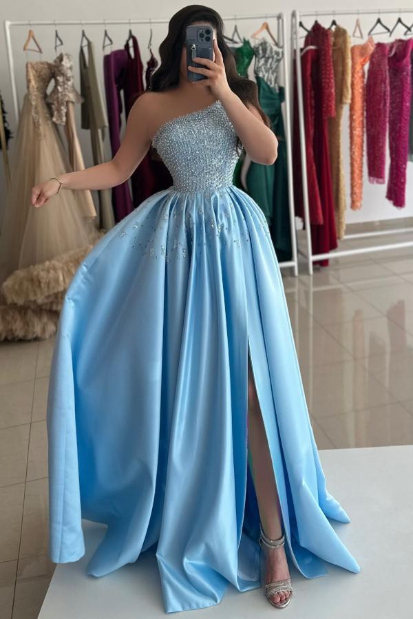 Himmel Blau Abendkleider Lang Günstig Abiballkleider mit Glitzer-babyonlinedressde