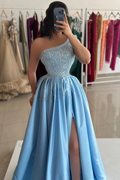Himmel Blau Abendkleider Lang Günstig Abiballkleider mit Glitzer-babyonlinedressde