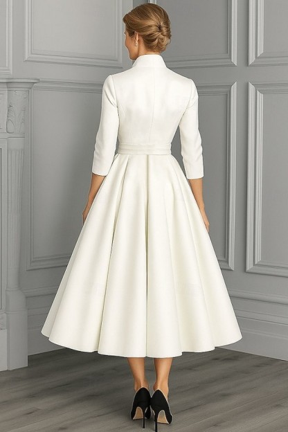 Festliche Hochzeitspartykleider Weiß Brautmutterkleider Kurz Mit Ärmel