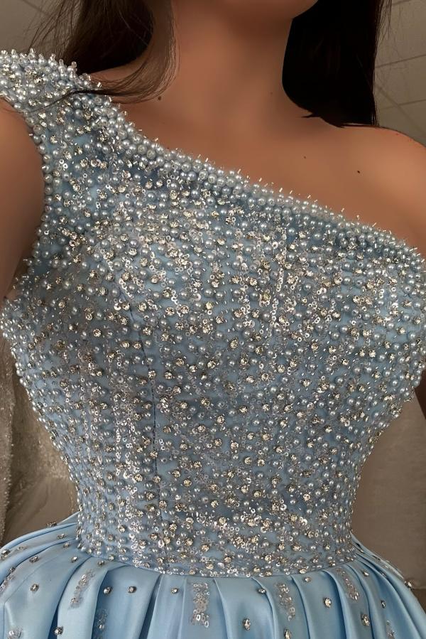 Himmel Blau Abendkleider Lang Günstig Abiballkleider mit Glitzer-babyonlinedressde