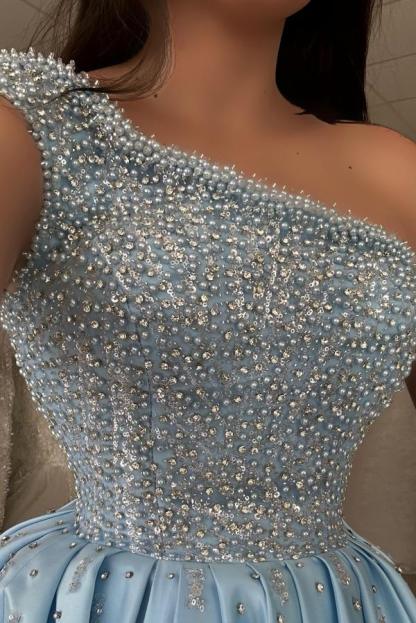 Himmel Blau Abendkleider Lang Günstig Abiballkleider mit Glitzer-babyonlinedressde