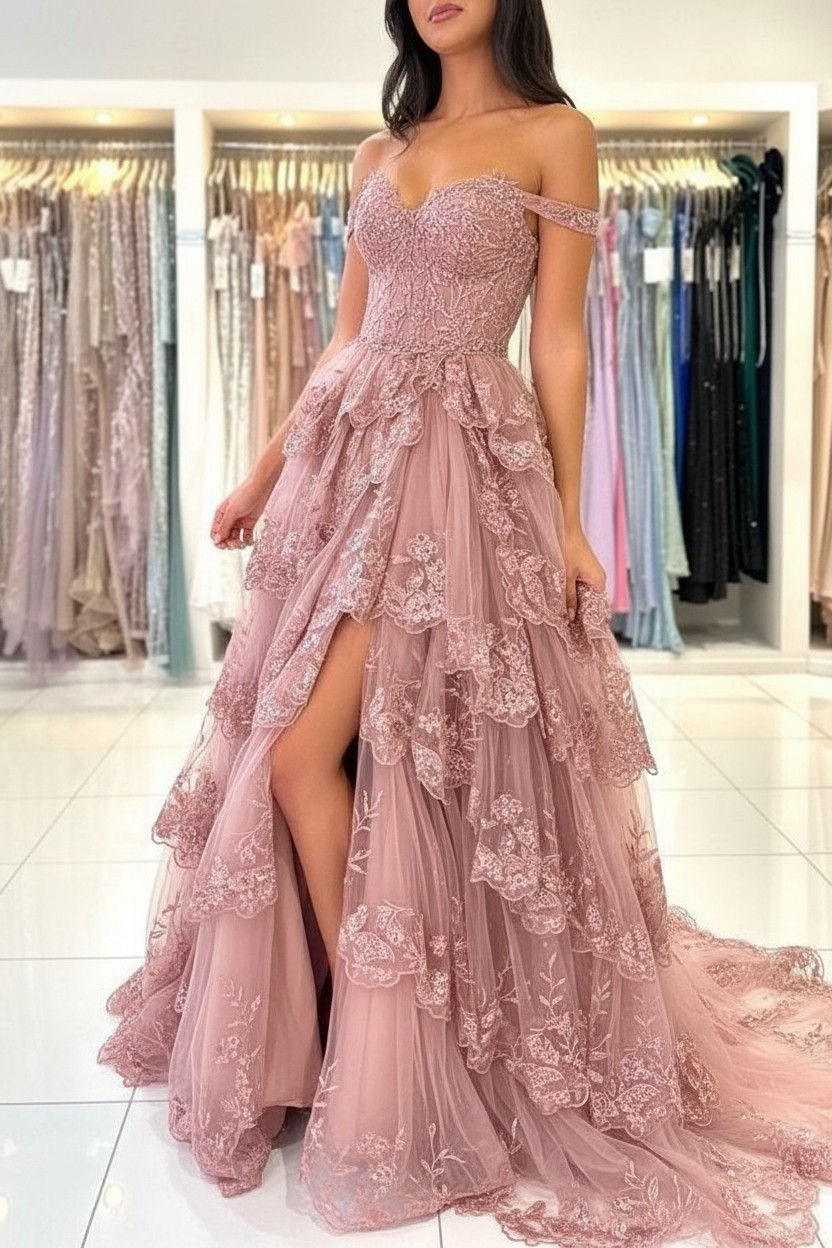 Design Abendkleider Lang Schwarz | Spitze Abiballkleider mit Glitzer