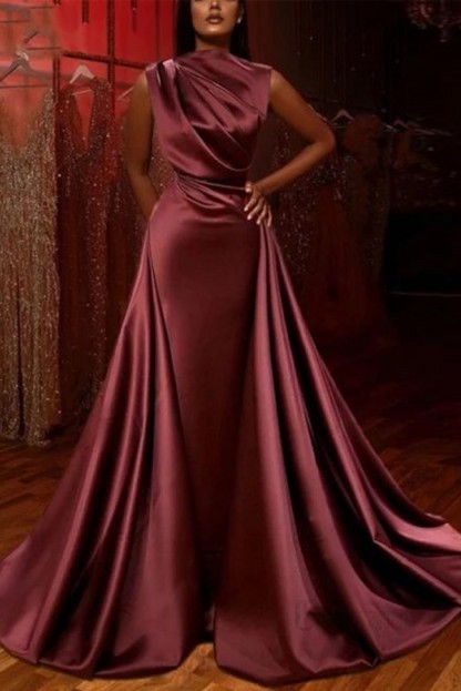 Weinrot Abendkleider Ohne Perlen | Elegante Abendmoden Schlicht