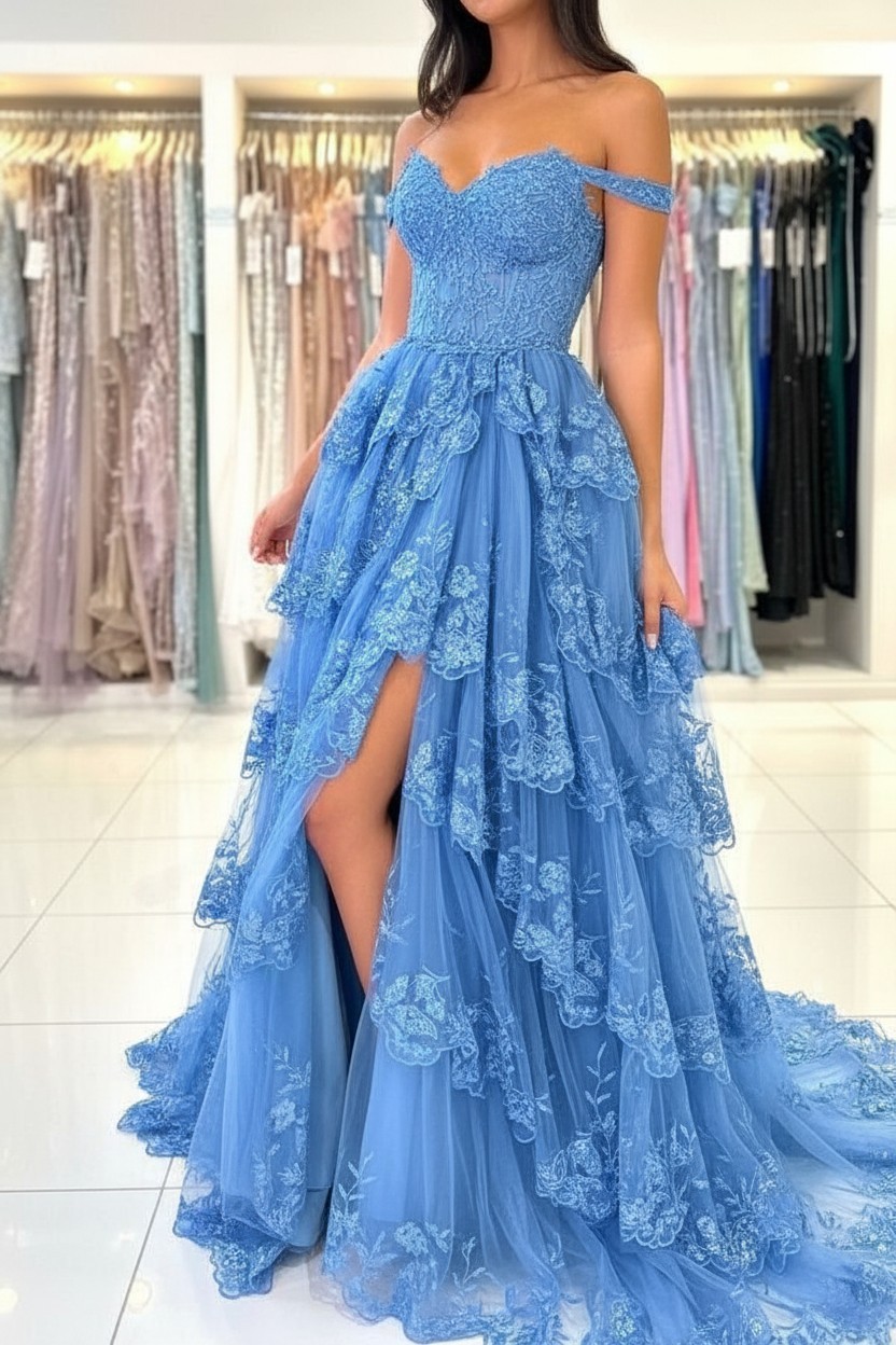 Design Abendkleider Lang Schwarz | Spitze Abiballkleider mit Glitzer | Babyonlinedress.de