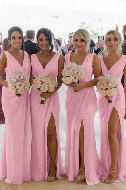 Elegante Brautjungfernkleider Lang Chiffon | Kleider für Brautjungfern