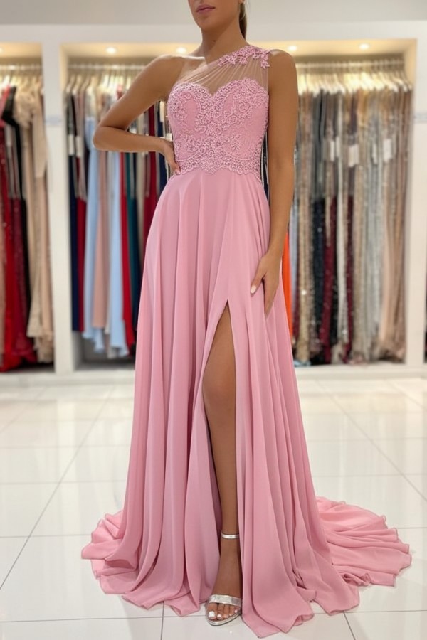 Schlichtes Abendkleid Mit Spitze | Abiballkleider Lang Günstig