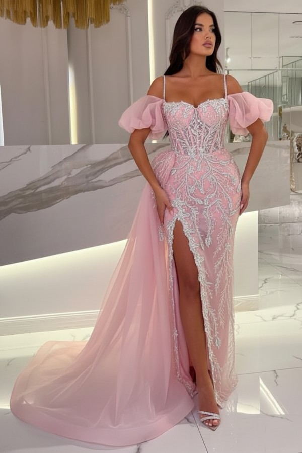 Himmel Blaue Abendkleider Lang Glitzer | Abiballkleider mit Spitze